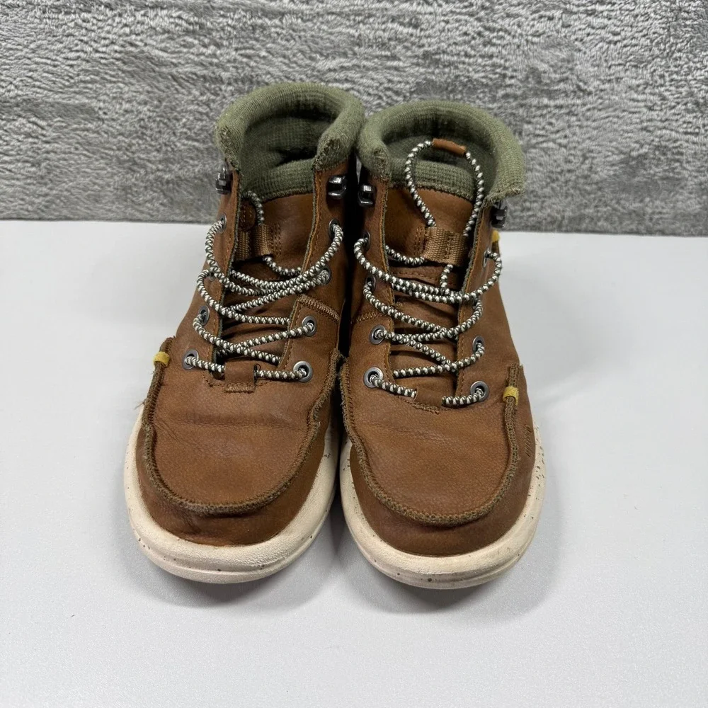 Hey Dude Bradley Boot Youth Walnut Leather Mid Top Shoes 40269-267 Size 4